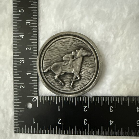 Vintage  Round Horse and Rider Belt Buckle 2.5in HTF - Picture 2 of 8